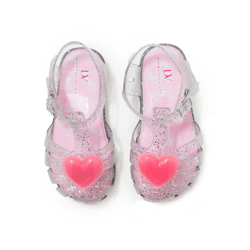 Dior Valentina- Sweetheart Glitter Jelly Sandals For Babies, Toddlers, & Kids 